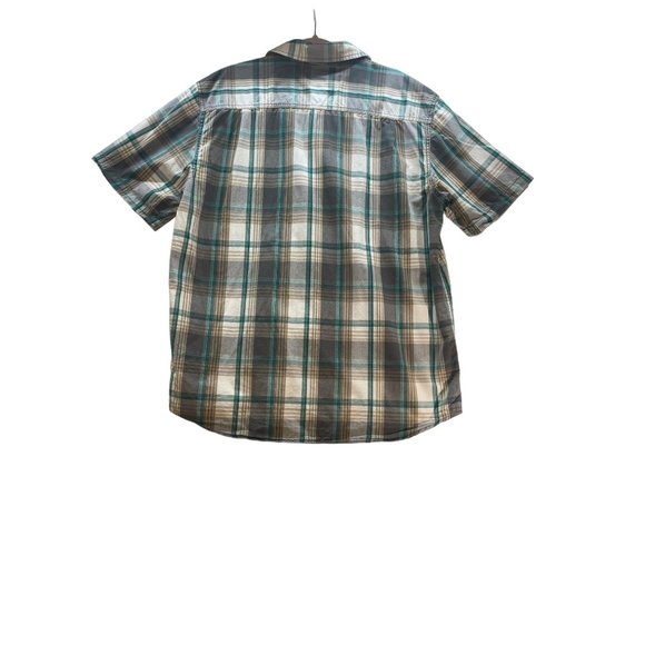 Carhartt Green and Brown Plaid Men's Short Sleeved size Large Button Down Shirt - Picture 9 of 11